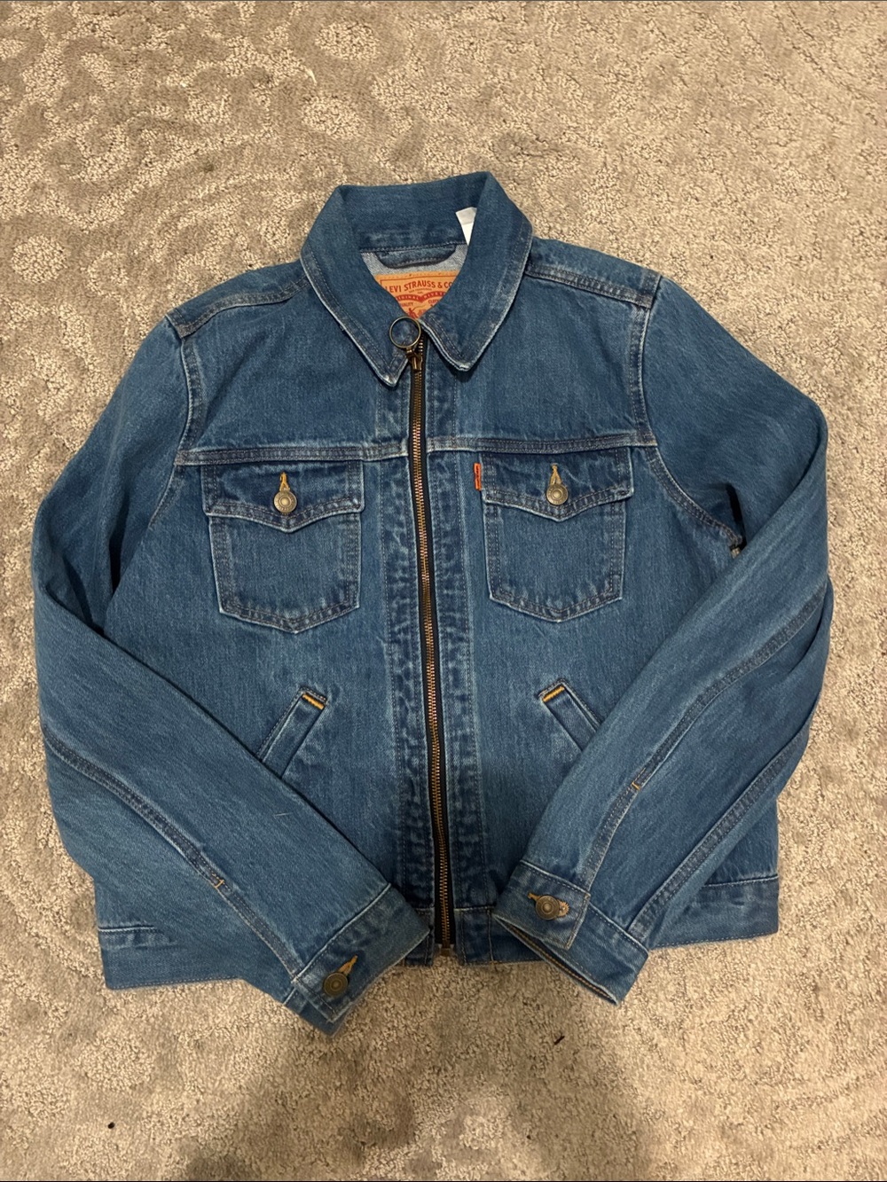 Women’s Blue Denim Zip-Up Shirt Jacket